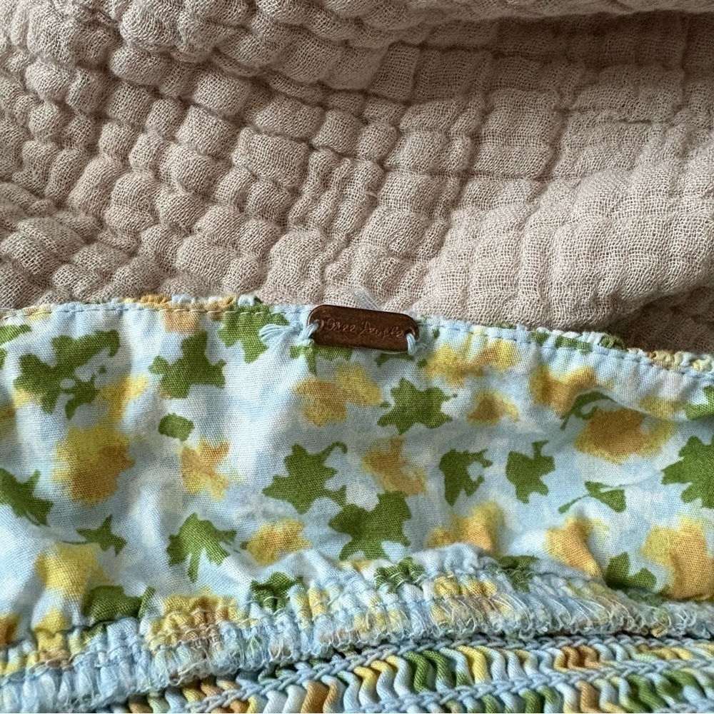 Free People Midi Floral Dress Baby Blue, Green and Yellow- size M - Picture 14 of 15